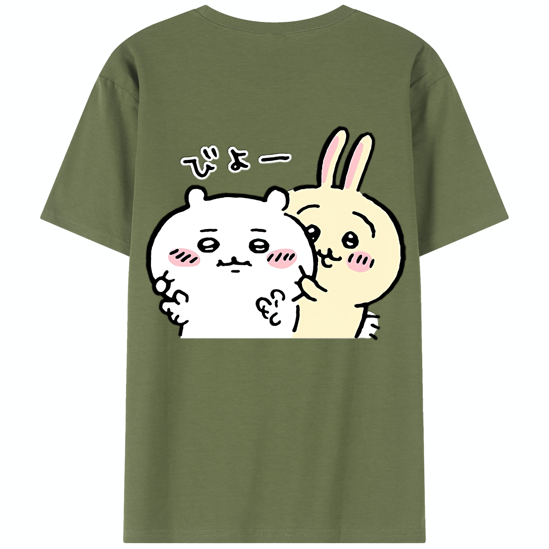 （画像用） ちいかわ うさぎ Chii-kawa usagi 綿100％半袖Tシャツ（背面プリント）